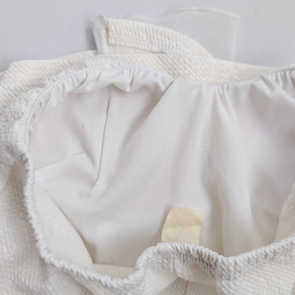 Vintage Y2K Romantic White Floral Chiffon Back Detail Peplum Tube Top - Picture 12 of 12